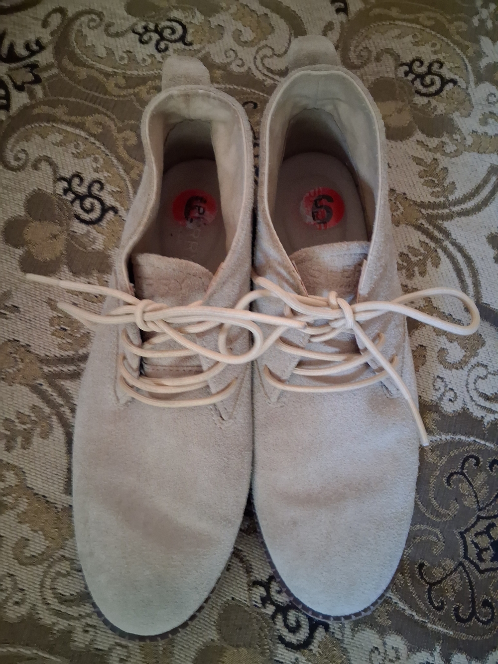 Beige Suede Lace-Up Desert Boots